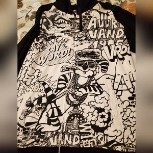 Vintage Avirex Cartoon Graphic Zip Up Hoodie Sweatshirt Size mens XL